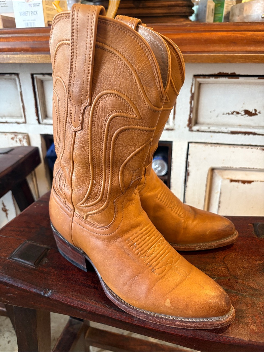 TECOVAS ORIGINAL LEATHER ROPER BOOTS FOR WOMEN COLOR AMBER - BACHESTO